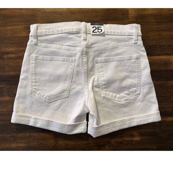 Gap Women’s 0 / 25 Shorts Mid Rise White Denim Cuffed 5" Inseam Stretch - Picture 2 of 12